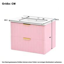 Wall-Hung Vanity Unit With One Basin And Double Storage, Made Of Water-Resistant MDF, Stain-Resistant Ceramic Basin, Melamine Surface Without Lacquer, Space-Saving, Pink - Pink - View 6