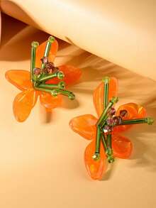 1 Pair Retro Elegant Acrylic Flower Stud Earrings For Women, Suitable For Holidays, Birthdays, Dates, Parties, Vacations, Daily Wear - Flowers - View 5