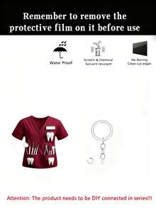 1 件牙医专业服装 2D 钥匙扣亚克力装饰护士医生特别礼物[产品需要手动安装。] 汽车配件包饰学校可爱哥特 Y2k 包挂绳带身份证夹汽车配件包饰圣诞节