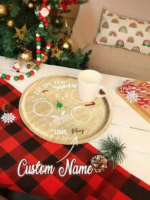 Customized Santa Claus Cookie Plate, Round Christmas Tray, Wooden Christmas Cookie & Milk Tray, Christmas Eve Reindeer Snack Tray, Christmas Gifts, Santa Claus Placemat, Cookie Box, Milk & Carrot Plate, Holiday Party Tray Supplies - Multicolor - View 6