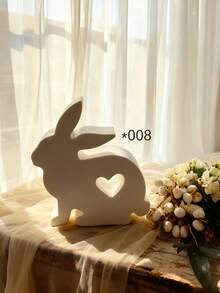 1个/6个装爱心兔子硅胶模具，DIY可爱兔子香薰蜡烛模具，节日家居装饰/礼品摆件环氧树脂模具，工艺品铸造模具，复活节艺术装饰石膏模具 - 白色 - 查看 11