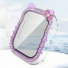 42/46mm 兼容硬质水晶水钻超薄边框全包保护壳，带屏幕保护膜，适用于女士和女孩 Series 10