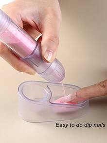 1pc 3-In-1 Nail Powder Dipping Brush Set With Transparent Storage Box And Powder Brush For Dipping Powder, DIY French Manicures, Recycling Nail Powder, Professional Nail Tools, Nail Salon Supplies - Clear - View 5