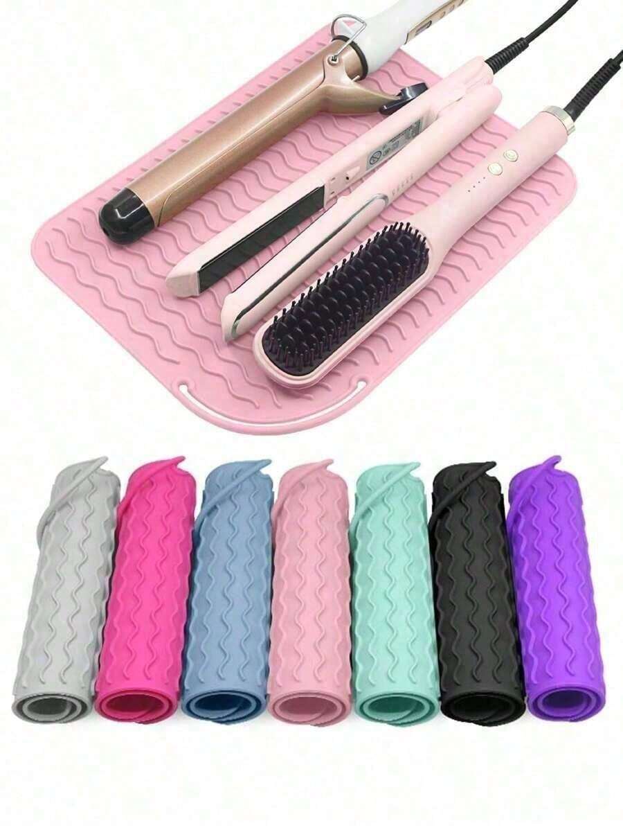 Portable Silicone Heat-Resistant Pad, Straightener, Curling Iron Insulation Pad, Anti Slip And Heat-Resistant Pad, Travel Styling Tool For Travel Dressing Table, Travel Case For Hairdressing Tools - Heat-Resistant Pad, Straightener Pad, And Curling Iron Sleeve Christmas Gifts, Hand Warmers, Gifts For Men, Stocking Stuffers, Hand Warmers Rechargeable - 彩色 - 查看 1