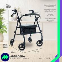 MEDICAL STORE Andadera Con Rueda De 6 Pulgada Rollator Andador De Acero Equipo De Rehabilitación Para Adultos Mayores Andador Rodante Para Personas Mayores Con Frenos De  Andador Plegable Para Apoyar A Una Persona Soporta hasta 135 Kg (Flama Verde) - Flama Azul - Ver 6