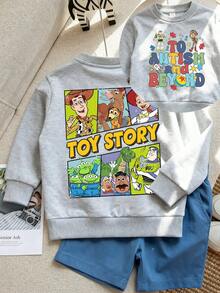 Disney Toy Story "To Autism And Beyond" Comic  Pattern Print, Soft And Warm Girls' Hoodie, Suitable For Daily Leisure, Parent-Child Outings And Other Scenarios. - 黑色 - 查看 1