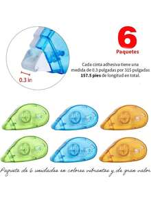 EstiloTimotech Set De 6 Rodillos De Cinta Adhesiva De Doble Cara, Cinta Para Manualidades, Cinta Adhesiva Para ÁLbumes, Escolar, Dispensador PortáTil De 0.3 X 315 Pulg., Permanente Y Apta Para FotosVersióN Mejorada - 1 - Ver 2