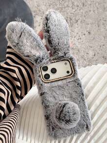 Fashionable & Cute Rabbit Plush Winter Phone Case Compatible With IPhone 17 Pro Max/16 Plus, Anti-Drop, Warm Hand Warmer, Phone Protective Cover