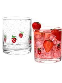 2 Strawberry Icon Juice Cups, 14-Ounce Lemon Stemless Wine Drinking Juice Cups, Perfect For Christmas, Fruit Pie Gifts - 白色 - 查看 2