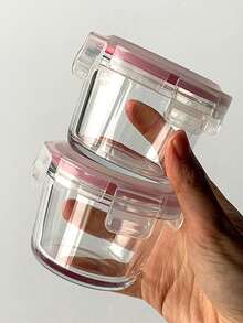 3 piezas Recipientes de almacenamiento de alimentos de vidrio grueso con tapa hermética, Recipientes de almacenamiento de alimentos con tapas - Perfectos para picnics, preparación de comidas, organización del refrigerador, Adecuado para alimentos para bebés, microondas de alta temperatura y congelador, Diseño mini portátil lindo y duradero - Multicolor - Ver 1