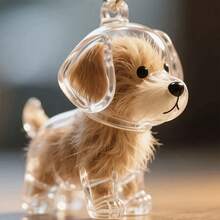 Cute Dog Hair Collection Keychain Pendant - Transparent Capsule Design With Plush Ball - White Pet Hair Collector Accessory - Suitable For Keys, Bags And Backpacks - Gift For Dog Lovers - Cartoon Style Soft Material - Dog Memorial Collectible - Multicolor - View 3