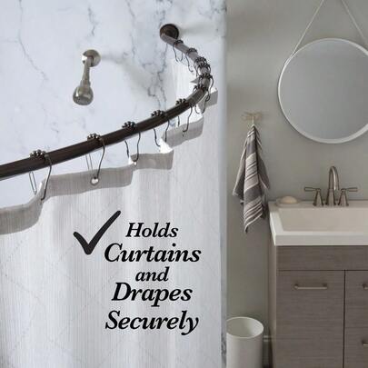 44"-72" Curved Adjustable Shower Rod - Bronze Wall Mount For Bathroom Renovation