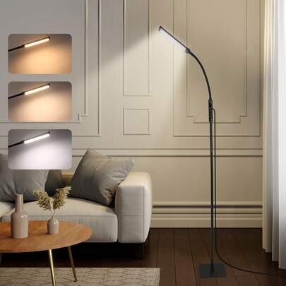 Yogle Modern LED Floor Lamp Without Remote Control, Suitable For Eyelash Extension, Beauty Salon And Makeup - Adjustable Lighting, Metal Structure With Powder Coating - Perfect For Living Room, Bedroom And Office Reading