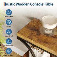 Mesas de Consola estrechas de 39 Pulgadas para Entrada, Mesa de sofá Industrial de 3 Niveles con Base Redonda de Metal y estantes de Almacenamiento para Sala de Estar, Pasillo, vestíbulo - Marrón - Ver 3