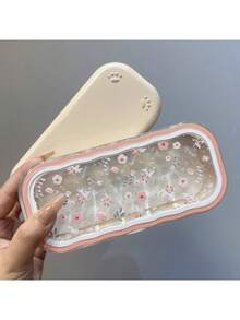Transparent Full Screen Floral Pattern Eyeglass Case, Highly Attractive, Transparent Portable Anti-Crush Handheld Myopia Glasses Case, Retro Eyeglass Case, Fashion Eyeglass Storage Box, Unisex - Cute Holiday Gift - Multicolor - View 3