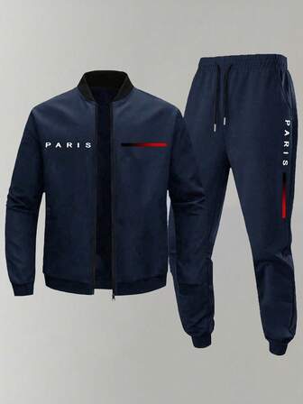 Men's Casual Outdoor Sports Hiking Simple Stylish Jacket And Pants Set, Autumn/Winter