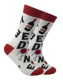 1 Pair/3 Pairs/5 Pairs Men's Crew Socks With Asymmetric Design, Letter & Wine Glass Pattern, Creative Fashion Personalized, Breathable Moisture-Wicking, Suitable For Daily Wear, Sports, Casual, Street Style, Ideal For Holiday Gifts - Multicolor - View 7