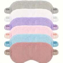 柔软蓬松的毛绒睡眠眼罩，轻便易携，配有弹性绑带 - 女性必备，无需电池，遮光效果好，适合瑜伽、冥想、旅行和夜间睡眠，透气且不含乳胶，包含舒缓眼罩。 - 彩色 - 查看 10