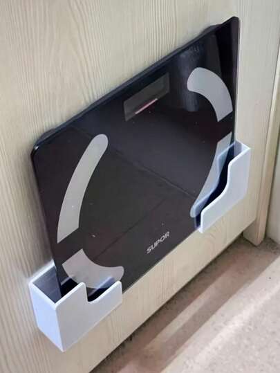 2pcs Wall-Mounted Weight Scale Storage Rack - Seamless Adhesive, No Drilling Installation | Durable Plastic Material, Space-Saving, Bathroom Storage Rack | Compatible With Body Fat Scale/Fitness Equipment/Digital Scale | Stylish Compact Design, Suitable For Bathroom/Home Gym/Laundry Room | Strong Adhesive Storage Rack - Stores Weight Scale And Fitness Accessories | Tool-Free, Easy Installation - Essential For Small Space Home Organization