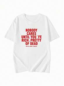 Japanese Style Women Loose Casual Round Neck Cartoon Letter Print Short Sleeve T-Shirt, Versatile For Spring/Summer White - White - View 5