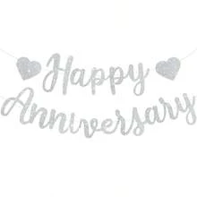 1set Happy Anniversary Flag Pulling, Valentine's Day Commemorative Wedding Anniversary Birthday Party Decorative Banner - Multicolor - View 9