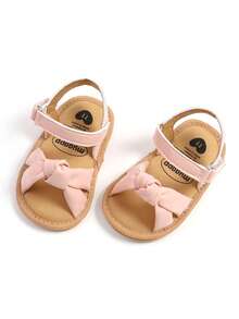 婴幼儿女童PU皮软皮露趾夏季凉鞋花朵公主平底鞋