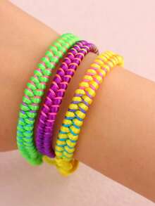 Bộ 10 chiếc dây đeo tay dệt kiểu Bohemian màu sắc thời trang, có thể điều chỉnh kích thước, họa tiết hình học lượn sóng cổ điển, thích hợp cho bé trai và bé gái đeo làm quà tặng trong các dịp lễ hội hàng ngày. - 10 sợi dây bện - Xem 7