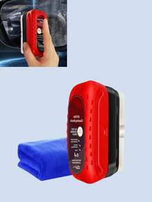 2件套汽车挡风玻璃防雾套装 - ABS树脂清洁刷，配有涂抹海绵和超细纤维布，可去除油渍、水渍和雾气，提高能见度，通用型，适用于挡风玻璃、侧窗、后视镜、眼镜、头盔等，使用方便。