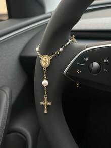 1个可爱方向盘念珠挂饰 - 独特时尚汽车吊坠装饰 | 宗教天主教念珠汽车配件，用于内饰装饰 | 时尚的仪表盘/方向盘悬挂式挂件 | 经久耐用的信仰主题汽车装饰品，适合驾驶员/汽车爱好者 | 年轻人的必备个性化汽车配件/礼品创意 - 彩色 - 查看 7