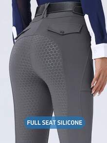 ROYALS MATTINI Women's Full Seat Silicone Grip Riding Pants With Pockets, Black Equestrian Breeches, Quick-Dry Horse Riding Tights