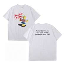Unisex Oversized Summer T-Shirt With Blame John Print - White - View 2