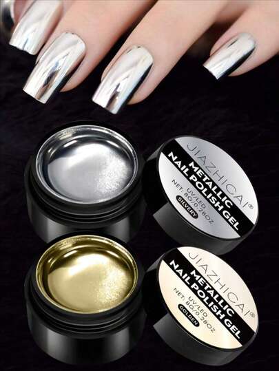 8G Pegamento metálico dorado y plateado, nuevo producto para arte de uñas con pintura de borde de alta densidad, pintura de flores de color, pegamento de platino espejo metálico, destellos plateados resistentes y duraderos, usado en salón de uñas, regalo de belleza DIY para manicura de mujeres