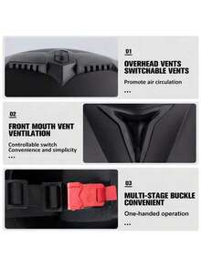 哑光黑色摩托车翻盖头盔，四季皆宜 - 黑色 - 查看 5