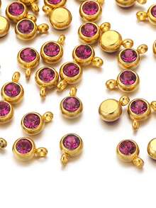 10pcs/20pcs Stainless Steel & Artificial Crystal Beads Pendant Charms, Random Mixed Colors, Birthstone Crystal Amulet For DIY Jewelry Making, Necklaces, Bracelets, Earrings, Suitable For Valentine's Day And Birthday Gifts - Stainless Steel Birthstone Pendant - View 10