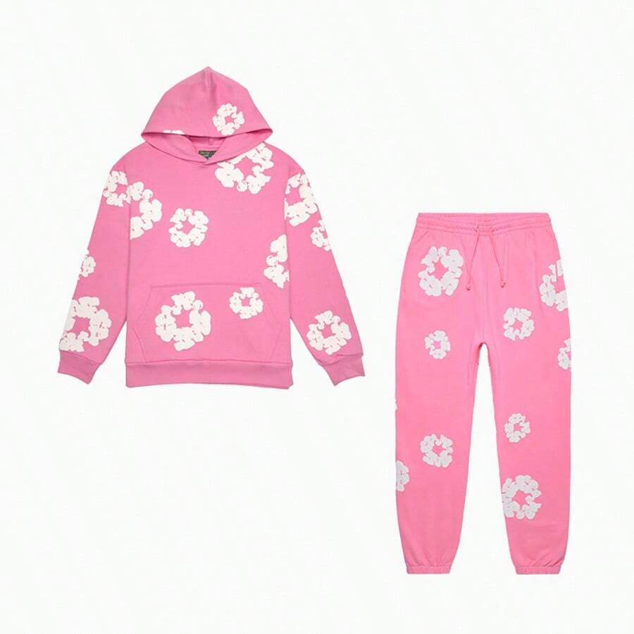 Denim Tears Sweatpants 'The Cotton Wreath'New Item Autumn Winter Hoodie Loose Drop Shoulder Hooded Hot Item Women Sweatshirt Set Men's Autumn Winter Hoodie Loose Drop Shoulder Hooded Women/Men Sweatshirt , With Modern Men Breathable Technology, Loose Urban Functional Wear, High-End Cotton For Urban Street Style, Loose Silhouette Gender-Neutral Design, Mixed-Color Cotton For Low-Profile, Preferred Choice For Cafes And Hiking.Hoodie Set