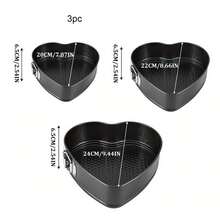 1 Heart-Shaped Cake Mold Round Baking Tray, Detachable Bottom Baking Tray, Non-Stick Round Cheesecake Tray, Perfect For Baking, Weddings, Birthdays, Valentine's Day, Parties, Kitchen Tools, Baking Tools, And Ovens - Black - View 12