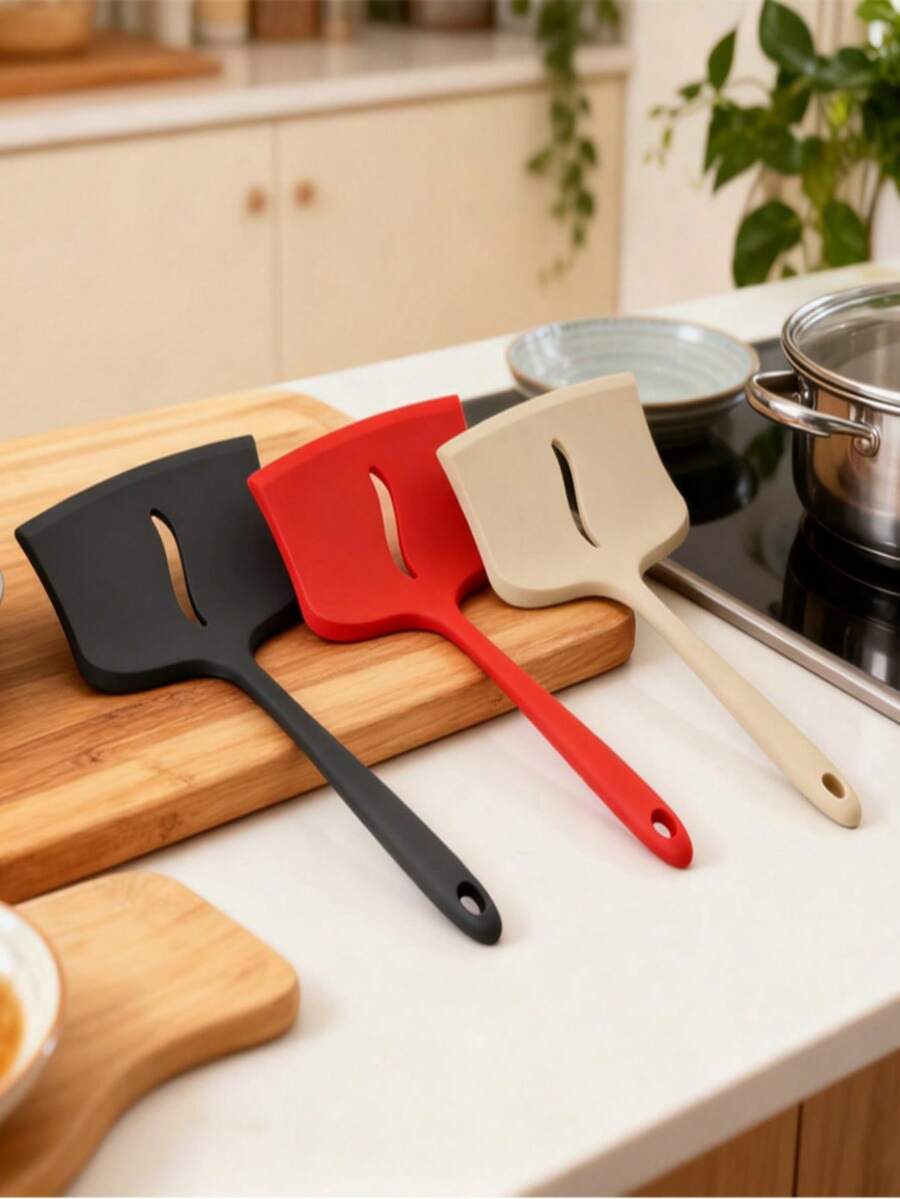 1pc Silicone Spatula - Heat Resistant Tamagoyaki Spatula For Eggs, Pancakes, Omelette & Steak - Non-Stick Cooking Shovel - Perfect For Kitchen Cooking - Suitable For All Kitchen Utensil Needs - Great Gift For Home Cooks & Bakers - Multicolor - View 1