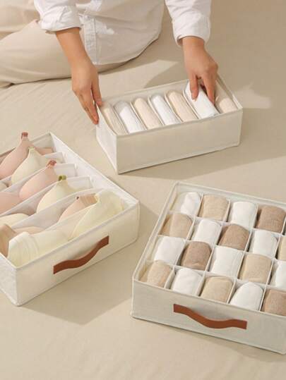 6/7/20 صندوق تقسيم الأدراج القابل للطي، صندوق تخزين الجوارب والملابس الداخلية، سلة رف الخزانة، ملحقات توفير المساحة للخزانة في غرفة النوم، ديكور المنزل، ديكور العطلات/الغرفة/المنزل/غرفة النوم، حاوية تخزين