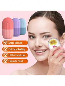1pc Fragrance-Free Silicone Facial Massage Ice Ball - Reusable Cooling Roller For Skincare, Depuffing And Toothache Relief - No Battery Required