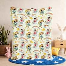 1pc Mickey Mouse And Chinese Dragon Pattern Blanket,Cartoon Character Print Blanket,Cute Cartoon Blanket,Cartoon Blanket Fluffy,Camping Blanket,Christmas Present Modern Fashion Gift Suitable For Home Bedroom Bed Sofa Office Lunch Break Cover Picnic Blanket - 彩色 - 查看 2