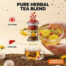Chrysanthemum Honeysuckle Tea, Supports Liver And Kidney Health (Honeysuckle, Chrysanthemum, Cassia Seed, Burdock Root, Orange Peel, Wolfberry, Gardenia, Licorice, Dandelion, Mulberry Leaf) 10 In 1 Herbal Tea Health Tea, Family Pack - 彩色 - 查看 1