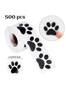 500 piezas/Rollo Pegatinas de Pata, Pegatinas autoadhesivas con estampado de pata de cachorro lindo, Material de PVC resistente al agua, Adecuado para decoración de cumpleaños, sobres, tarjetas, envoltorios de regalo, útiles escolares, vuelta al cole - Multicolor - Ver 2
