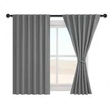 Hiasan Grey Blackout Curtains 54 Inch Long, Light BlocFKing Thermal Insulated Rod Pocket & Back Tab Gray Drapes Sewn With Tiebacks For Nursery Bedroom Dining Living Room, 52-Inch Wide, 2 Pieces,52inchWx54inchL(Packof2),Grey - 灰色 - 查看 9