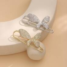 2/6/8pcs Fashionable & Elegant Minimalist Iron Geometric Pattern Anti-Exposure Faux Pearl & Rhinestone Brooch Pins, Suitable For Cardigan, Scarf, Suit, Sweater Decoration Accessories For Women - Multicolor - View 7