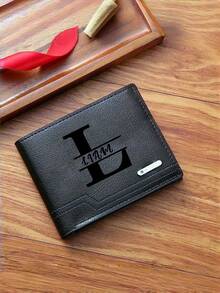 Cartera plegable personalizada con letra, cartera de moda sencilla, cartera con nombre, personalizada, única, regalo personalizado para él, Día del Padre, Acción de Gracias, regalo del Día de San Valentín para hombres, cartera mini, cartera, cartera de hombre, cartera de cuero, cartera pequeña