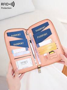 CHARM INFINITE 新款 RFID 防盜護照夾，旅行文件收納包，送給妻子或女友的必備旅行配件，度假必需品 - 粉色 - 查看 6