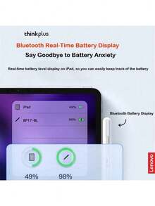 Lenovo Bút cảm ứng từ đa năng BP17BL: Một trợ thủ đắc lực cho việc ghi chú và vẽ vời. Sạc từ tính, thời lượng pin dài, đèn báo pin Bluetooth và khả năng tương thích rộng với nhiều thiết bị máy tính bảng. - trắng - Xem 4