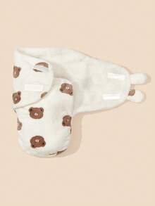 1pc Newborn Cartoon Pattern Double-Layer Plush Baby Swaddle Blanket - Multicolor - View 2