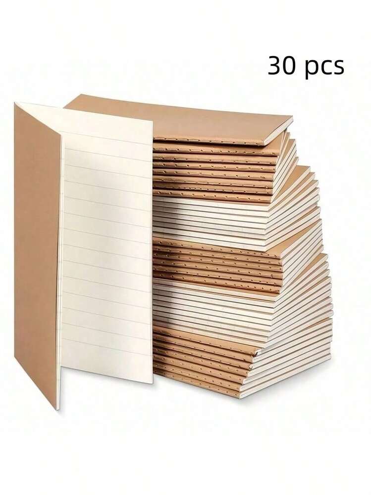 20 piezas Libretas pequeñas de papel kraft - Perfectas para viajes, escuela y oficina - Páginas en blanco sin líneas/con líneas - 5,12 x 3,54 pulgadas - Libreta de notas, diario - Cubierta marrón, útiles escolares - Multicolor - Añade 20
