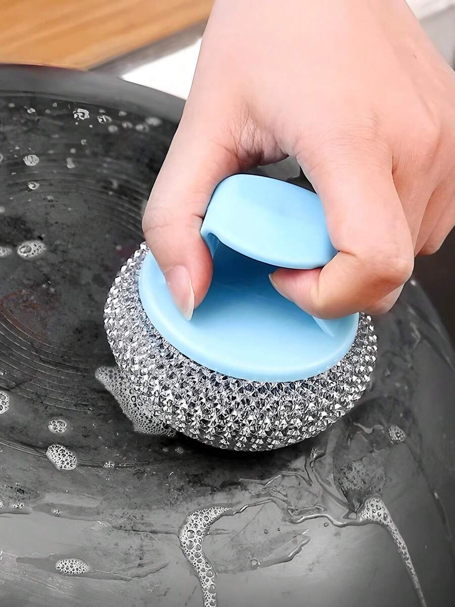 12 PIEZAS Almohadillas de Fregado de PET, Bolas de Limpieza con Mangos Ergonómicos. Almohadillas Limpiadoras sin Rayar para Ollas, Fácil de Limpiar, Sin Rayones ni Residuos. Almohadillas de Limpieza de Cocina, Cepillo de Plástico y Metal Duradero para Ollas, Sartenes, Utensilios Antiadherentes - Estropajo Reutilizable, Cuidado de Utensilios Antiadherentes, Cepillo para Ollas, Fregado Sin Rayar, Diseño Duradero, Cepillo Duradero, Cepillo de Limpieza de Cocina, Para Entusiastas de la Cocina. - Multicolor - Ver 1